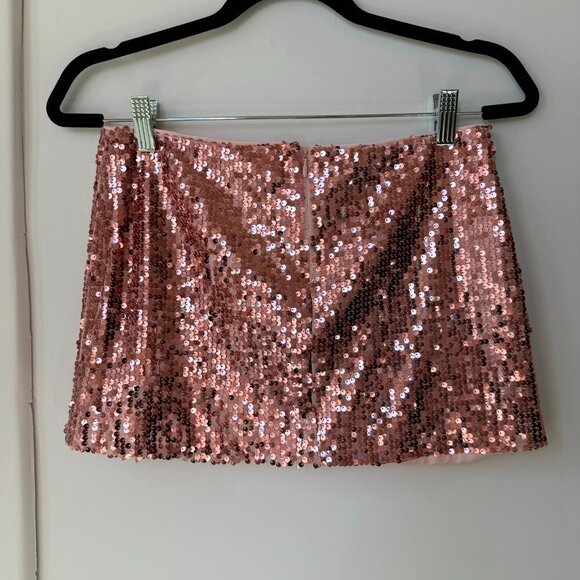 Reformation Saviolla Skirt Low Rise Micro Mini Sequin Sparkle Party in Pink 0 - Picture 11 of 14